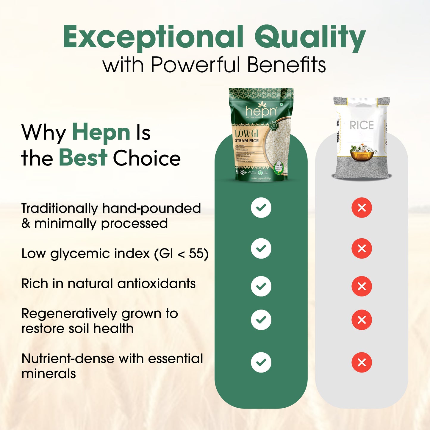 hepn Low GI Steam Rice Pack of 3 (900g*3)