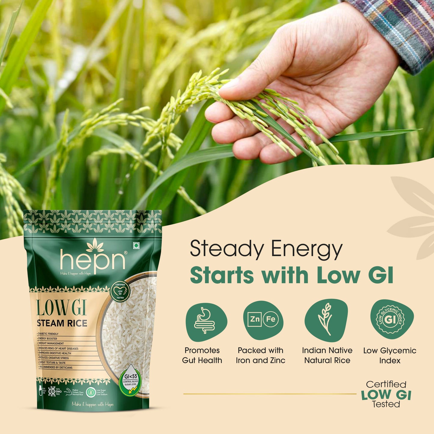 hepn Low GI Steam Rice Pack of 3 (900g*3)