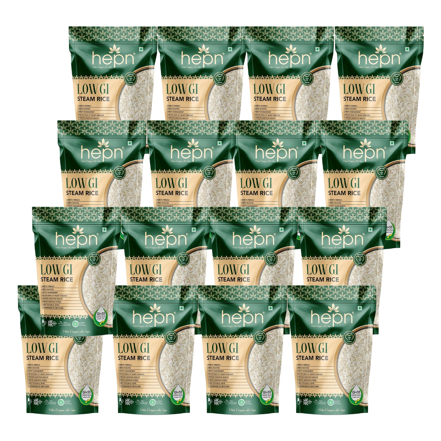 hepn Low GI Steam Rice Pack of 16 (900g*16)