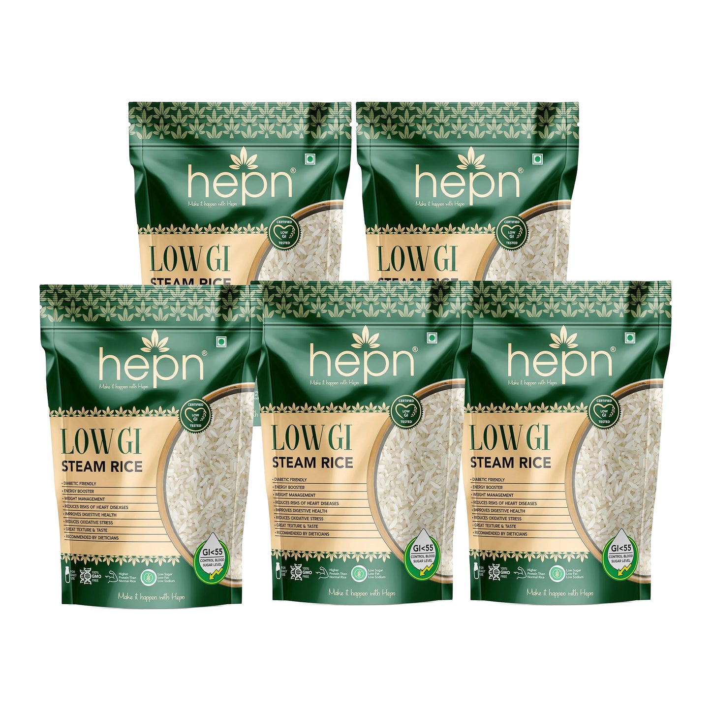 hepn Low GI Steam Rice Pack of 5 (900g*5)