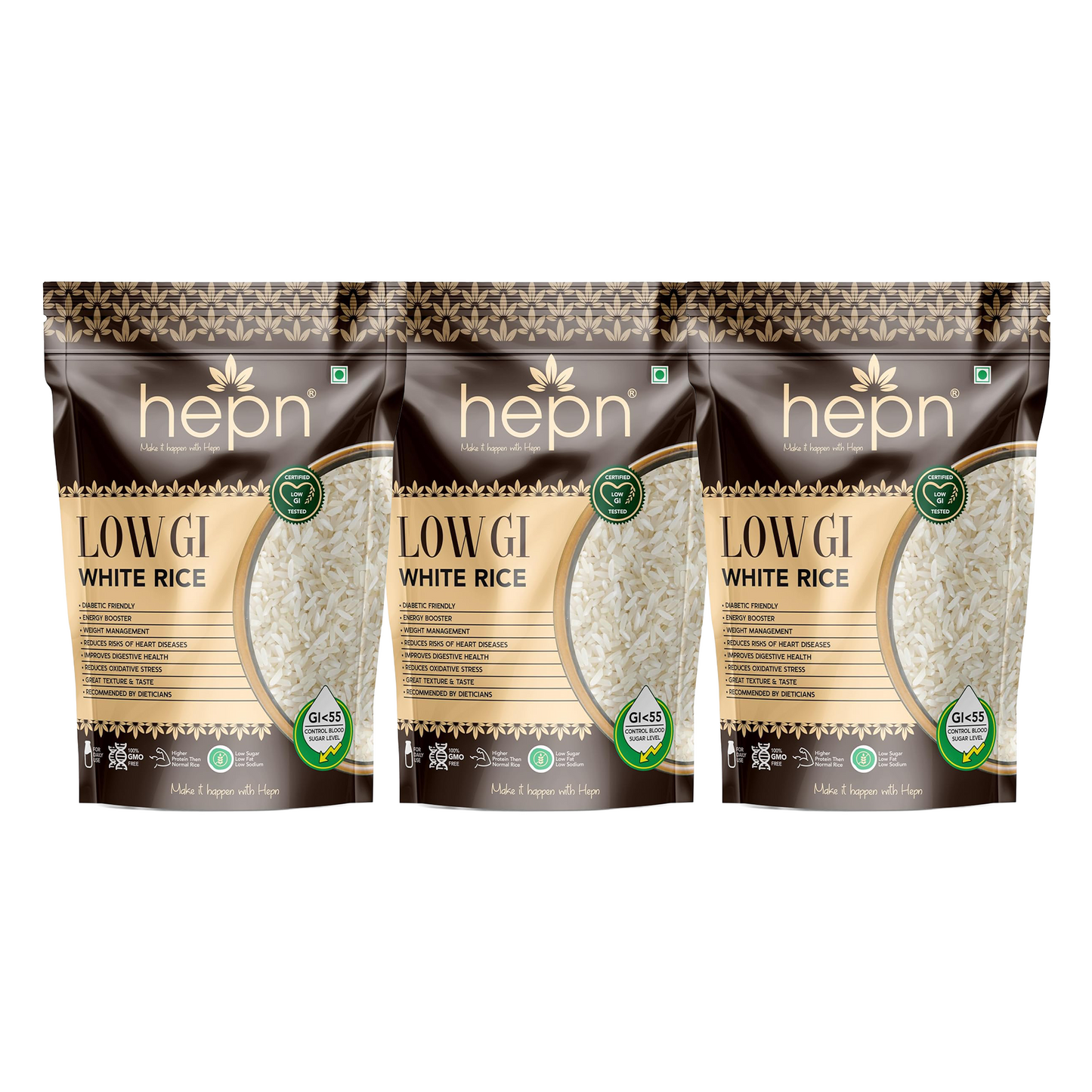 hepn Low GI White Rice Pack of 3 (900g*3)